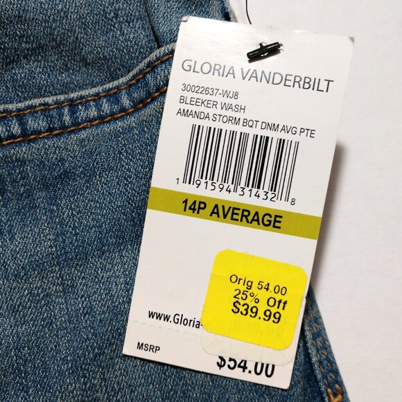 Gloria Vanderbilt Women's Rose Bouquet Embroidered Tapered Fit Jeans 14P Petite - Picture 12 of 12